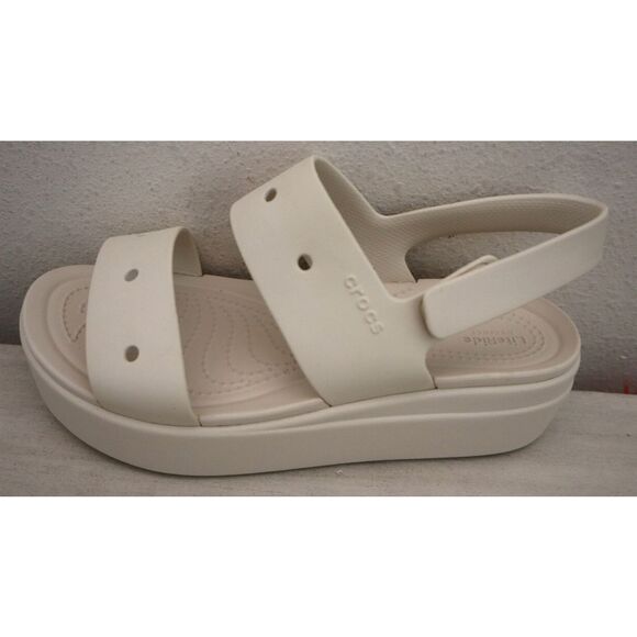Crocs 210676-160 Women's Sz 8 Stucco/Beige Brooklyn 4U Wedge Sandals - Picture 7 of 12